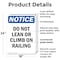 Signmission Do Not Lean Or Climb On Railing, 18 in W x Rectangle, Plastic OS-2PACK-NS-P-1824-V-11293 - alternate 6